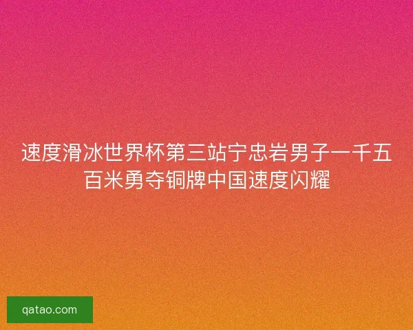 速度滑冰世界杯第三站宁忠岩男子一千五百米勇夺铜牌中国速度闪耀